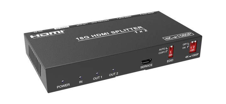 1x2 4K60 HDMI Splitter (4K to 2K/Audio Breakout)