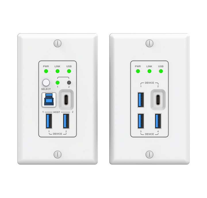 USB 3.0 Extender 100M with USB-B/USB-C Two Inputs (Wall Plate/Wall Plate)