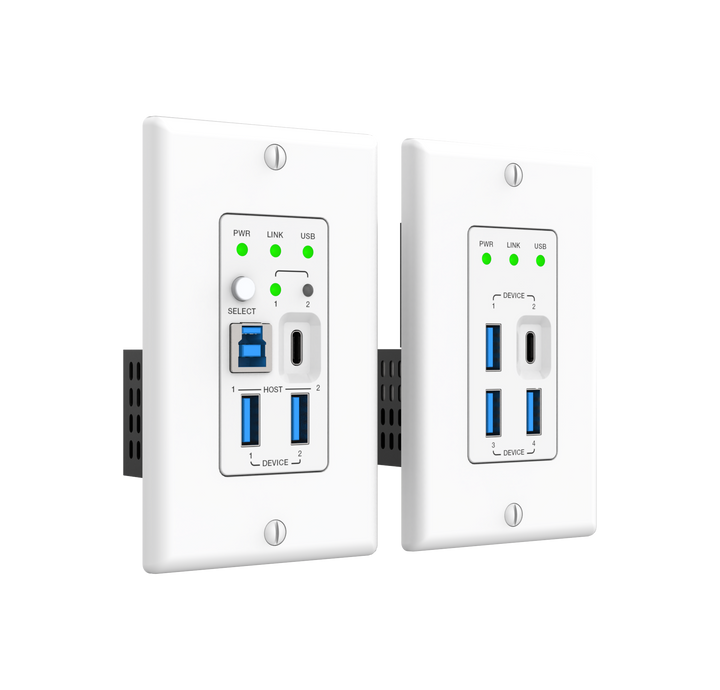 USB 3.0 Extender 100M with USB-B/USB-C Two Inputs (Wall Plate/Wall Plate)